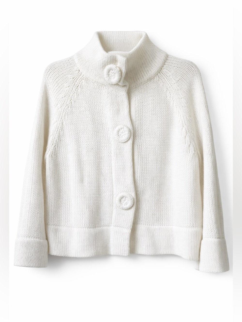 Rafaella Cream Knit Cape-Style Button Jacket
